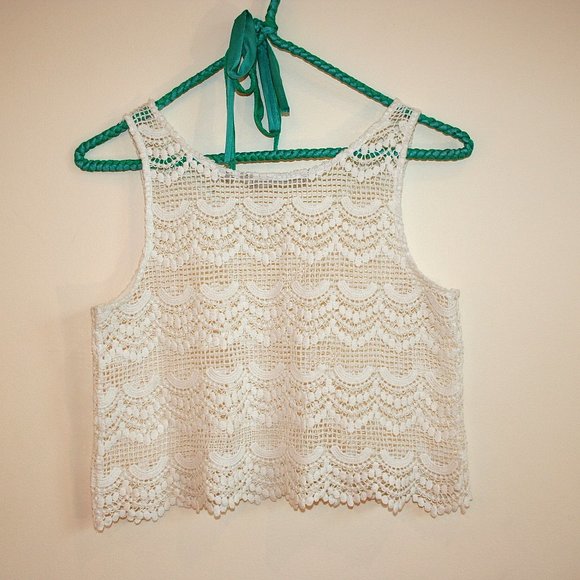 Womens Garcia Jeans Cropped Crocheted Knit Tank Top Size 12 - Picture 3 of 7